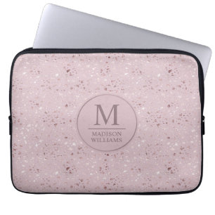 Anpassad Mjuk Rosa Pastell Rosa Guld Glitter Mönst Laptop Fodral