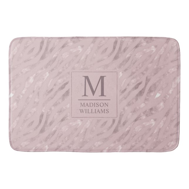 Anpassad Mjuk Rosa Rosa Ljus Guld Glitter Mönster Badrumsmatta (Framsidan)