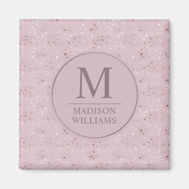 Anpassad Mjuk Rosa Rosa Ljus Guld Glitter Mönster Magnet (Framsidan)