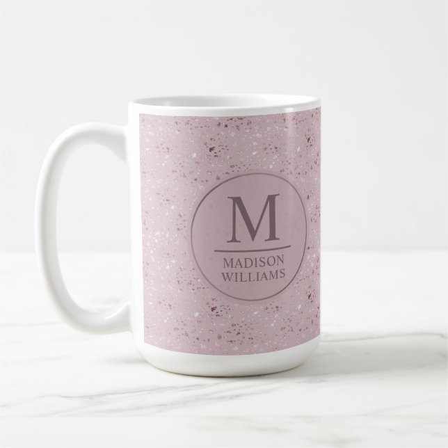 Anpassad Mjuk Rosafärgad Pastell Rosa Guld Glitter Kaffemugg (Vänster)