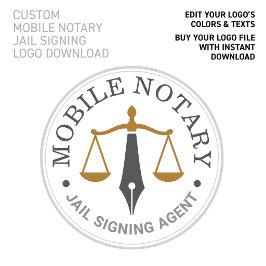 Anpassad mobil notarius Dark Gray Gold logotyp ned Poster