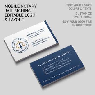 Anpassad mobil notarius legal underskrift Navy Blu Visitkort