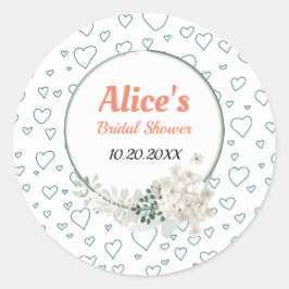 Anpassad Modern Blommig Ram Bröllopsfest Pape Runt Klistermärke