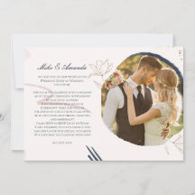 Anpassad Modern Blommigt-bröllopsinbjudan till Snö