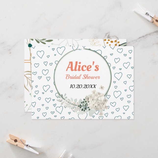 Anpassad Modern Blommigt Ram Möhippa Pape Inbjudningar (Fram/Back In Situ)