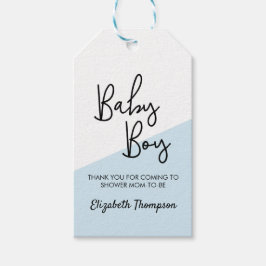 Anpassad Modern Diagonal Baby Shower för Babypojke Presentetikett