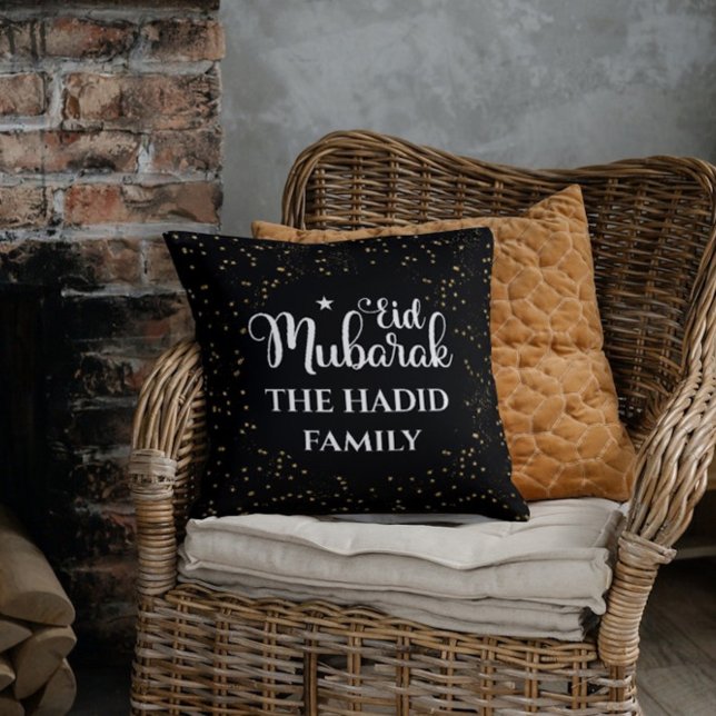 Anpassad modern Eid Mubarak svart Eid-kuddfodral Kudde (Skapare uppladdad)