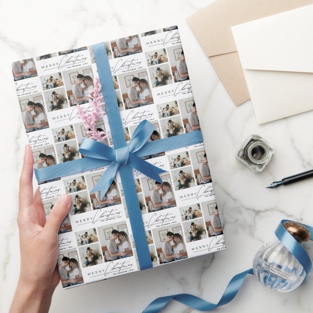 Anpassad Modern Elegant Foto God Jul Skrift Presentpapper (Gifting)