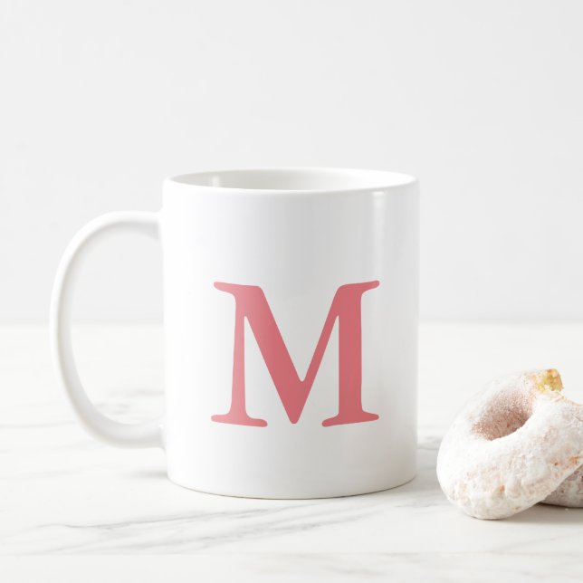 Anpassad Modern Elegant Initial Monogram Mall Kaffemugg (Med munk)