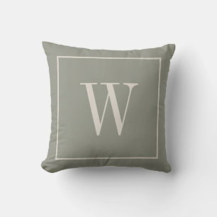 Anpassad Modern Elegant Monogrammerad Initial Taup Kudde