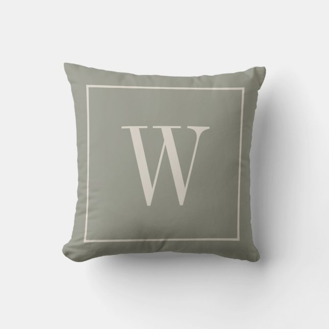 Anpassad Modern Elegant Monogrammerad Initial Taup Kudde (Framsida)