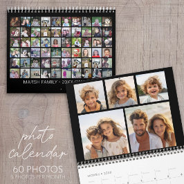 Anpassad Modern Familj 60 Fotocollage - svart Kalender