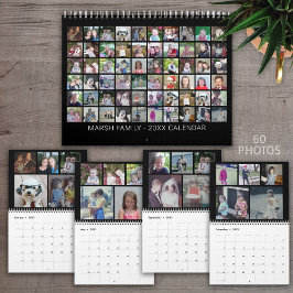 Anpassad Modern Familj 60 Fotocollage - svart Kalender