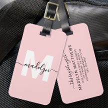 Anpassad Modern Flickaktig Rosafärgad Monogram Nam