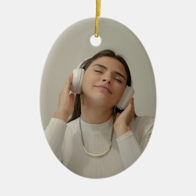 Anpassad Modern Fotografi  Julgransprydnad Keramik (Framsidan)