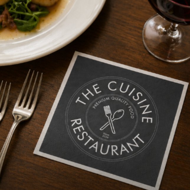 Anpassad modern fyrkantig restauranglogotyp pappersservett (Custom Restaurant Logo Modern Square Napkins)