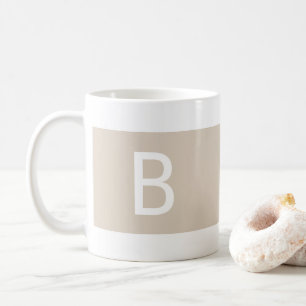 Anpassad Modern Initial Monogram Tan Vit Kaffemugg