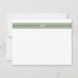 Anpassad Modern Minimalist Salvia Grön Monogram Anteckningskort