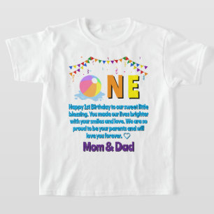 Anpassad Modern Minimalistisk Poolparty Första Föd T Shirt