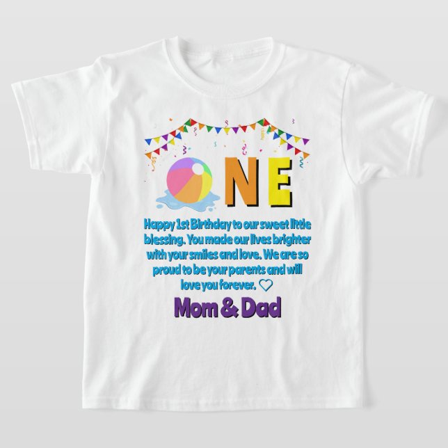 Anpassad Modern Minimalistisk Poolparty Första Föd T Shirt (Laydown)