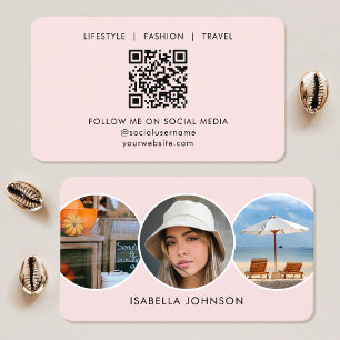 Anpassad modern minimalistisk QR-kod i rosa Visitkort