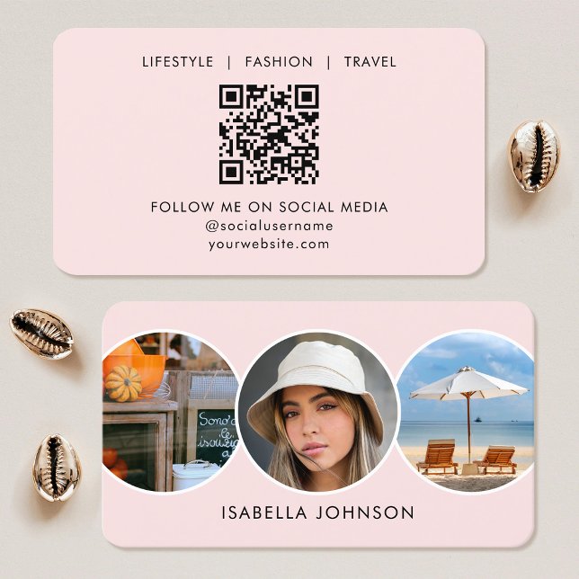 Anpassad modern minimalistisk QR-kod i rosa Visitkort (Skapare uppladdad)