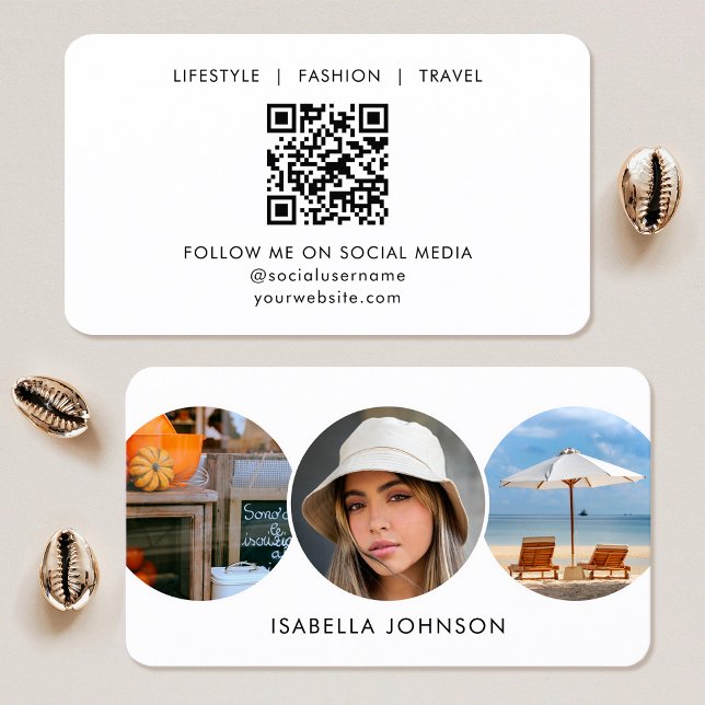 Anpassad modern minimalistisk QR-kod vit Visitkort (Skapare uppladdad)