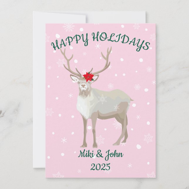 Anpassad Modern Minimalistisk Ren Jul Rosa Julkort (Framsida)