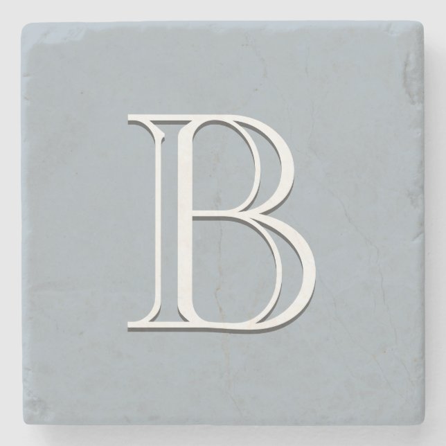 Anpassad modern monogram bokstavsinitial chic blå stenunderlägg (Framsidan)