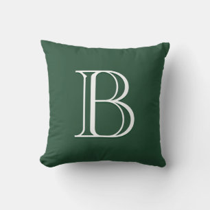 Anpassad Modern Monogram-initierad Grön & Vit Kudde