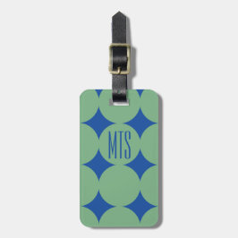 Anpassad Modern Punkt-monogram, Personlig Grön Bagagebricka