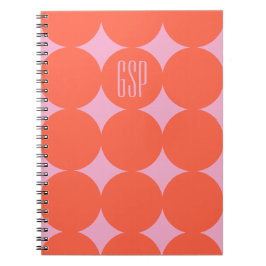 Anpassad Modern Punkt-monogram, Personlig Orange Anteckningsbok