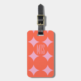 Anpassad Modern Punkt-monogram, Personlig Orange Bagagebricka