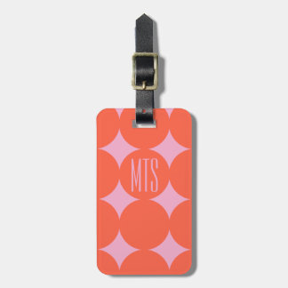 Anpassad Modern Punkt-monogram, Personlig Orange Bagagebricka