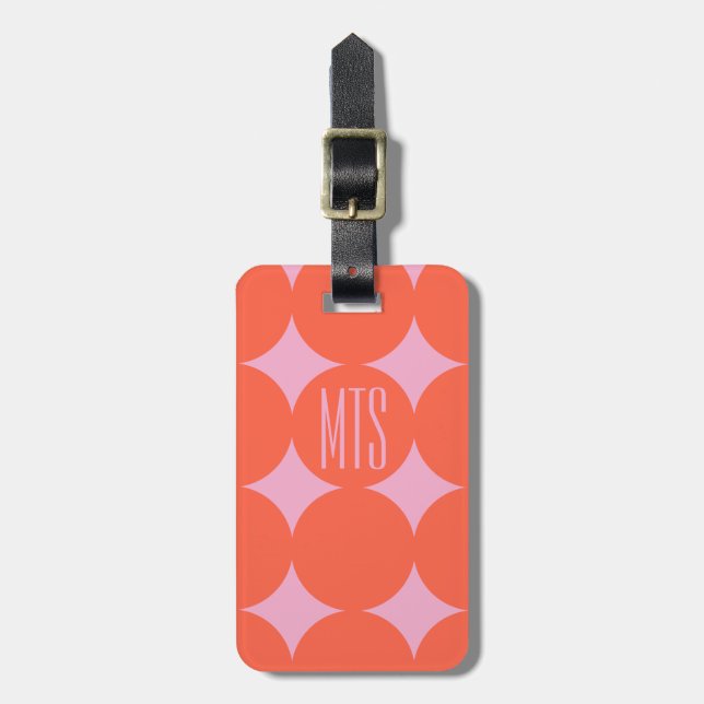 Anpassad Modern Punkt-monogram, Personlig Orange Bagagebricka (Vertikal Framsida)