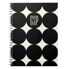 Anpassad Modern Punkt-monogram, Personlig Svart Anteckningsbok