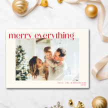 Anpassad modern röd glad jul fotofråtkort