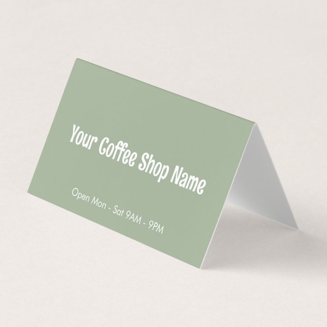 Anpassad Modern Salvia Grön Kaffe Kafé Mall Visitkort (Framsida)
