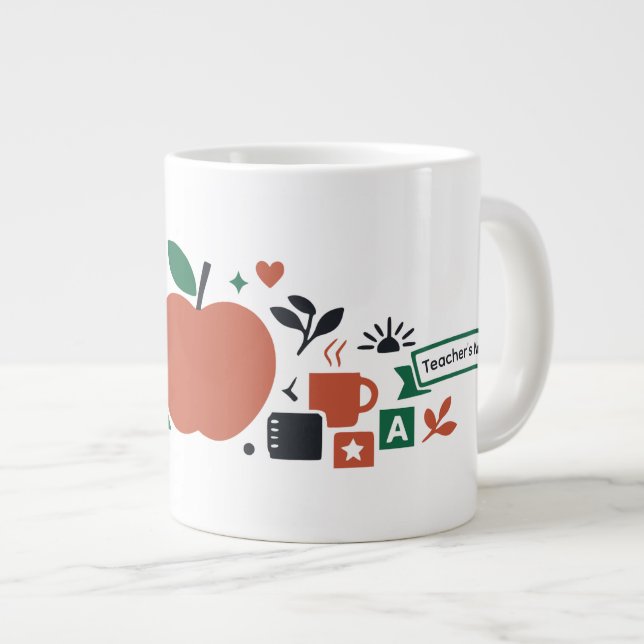 Anpassad Modern Scandi-Chic Lärar Apple Konst Jumbo Mugg (Framsida höger)
