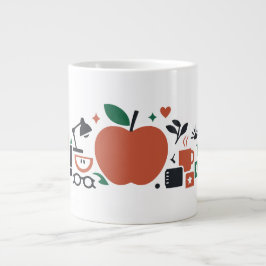 Anpassad Modern Scandi-Chic Lärar Apple Konst Jumbo Mugg