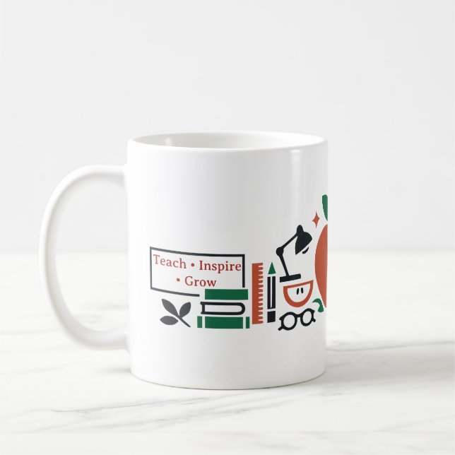 Anpassad Modern Scandi-Chic Läraräpple Konst Kaffemugg (Vänster)