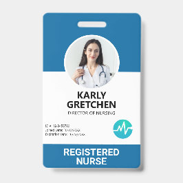 Anpassad modern sjukhusanställd foto-ID-kort blå