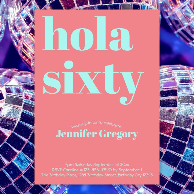 Anpassad modern spansk Hola fyrtio 60-årsdag  Inbjudningar (Skapare uppladdad)