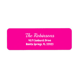 Anpassad Modern Stilren Neon Rosa Adressetikett Returadress Etikett