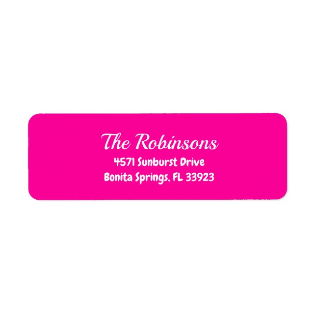 Anpassad Modern Stilren Neon Rosa Adressetikett Returadress Etikett (Framsidan)