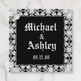 Anpassad Modern Svart Och Vit Spetsmonogram Gåvor Etiketter