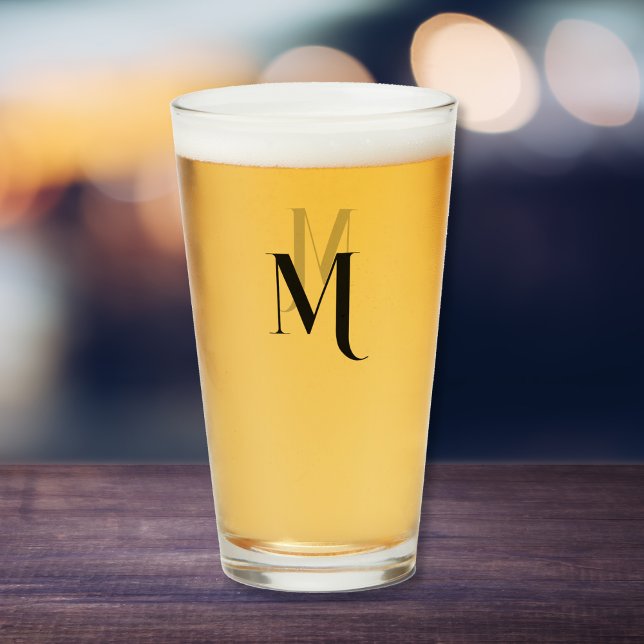 Anpassad Modern Typsnittsmonogrammerad Ölgas Glaskopp (Custom Modern Typography Monogrammed Beer Glass)