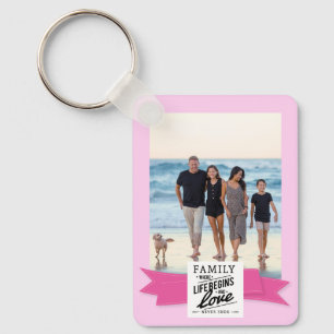 Anpassad modernt foto familjeband kort nyckelring