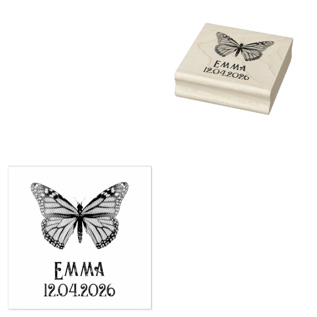 Anpassad Monark Fjäril Namn Datum Konst Stämpel (Stämplad)