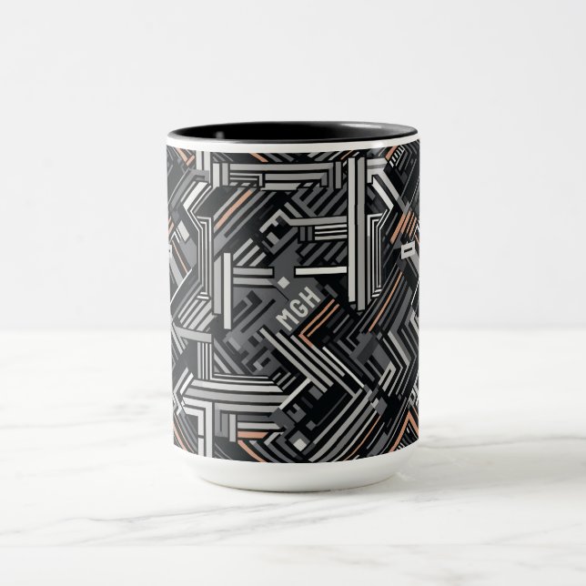 Anpassad monogram abstrakt industriell mönster mugg (Center)